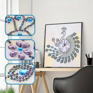 5D Diamond Painting  - Peacock Clock Kit DZ242